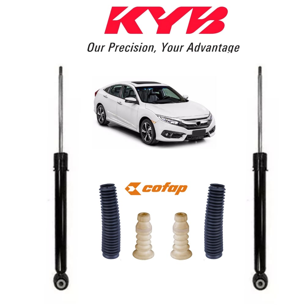 Par Kit Batente Honda Civic Traseiro Cofap + Amortecedor Kayaba 2017 a 2021