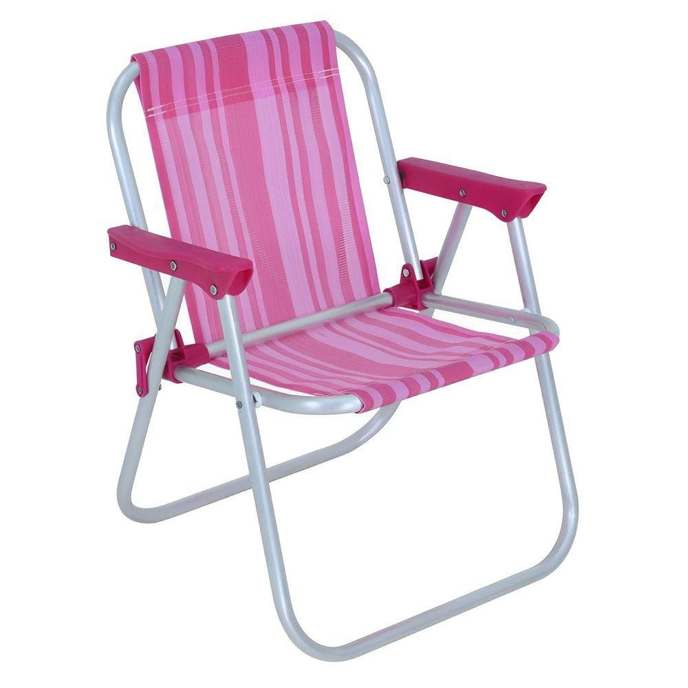 Cadeira Infantil Em Alumínio Para Praia Piscina Camping Rosa - 025310 Belfix