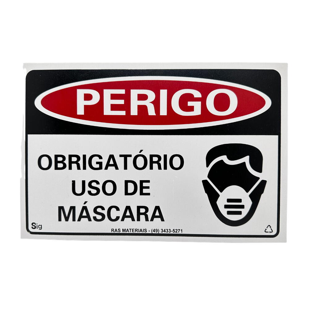 Placa Perigo Obrigatório Uso de Máscara