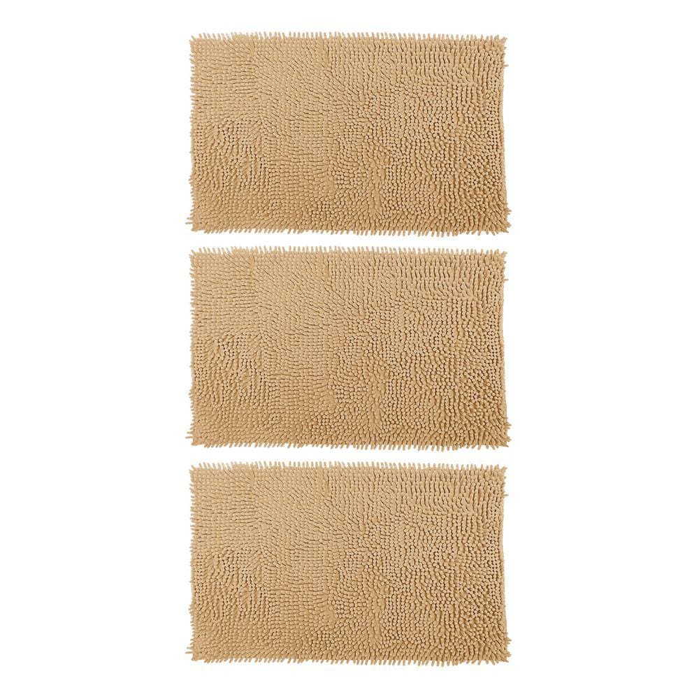 Kit 3 Tapetes de Bolinha Banheiro Antiderrapante38x58cm Khaki
