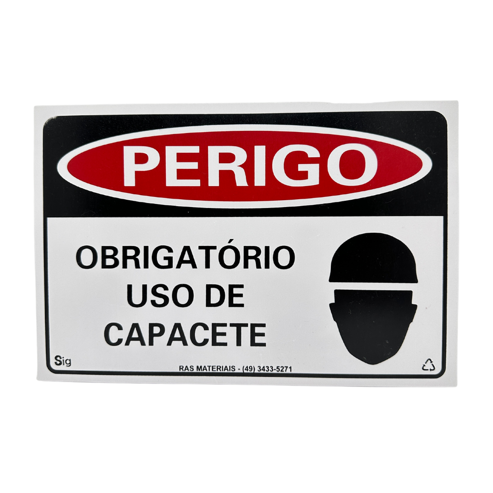 Placa Perigo Obrigatório Uso de Capacete