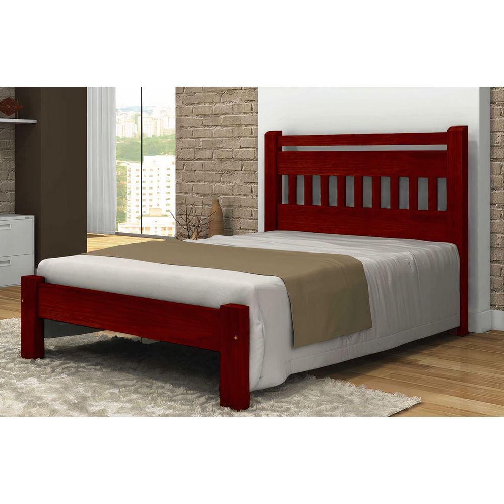 Cama de Casal Antares de Madeira Maciça Angelim Pedra/Tauari