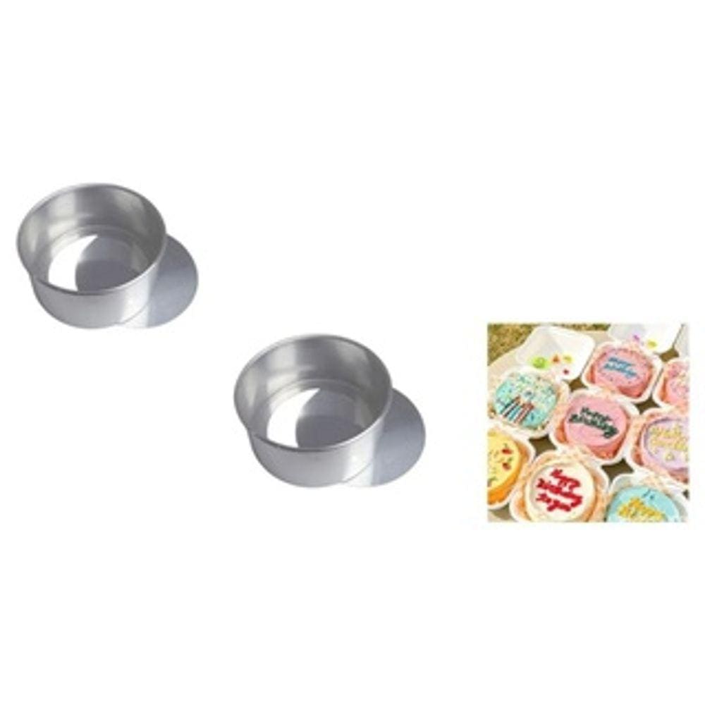 Kit 2 Formas Para Bolo Bentô Cake Fundo Falso / Removível