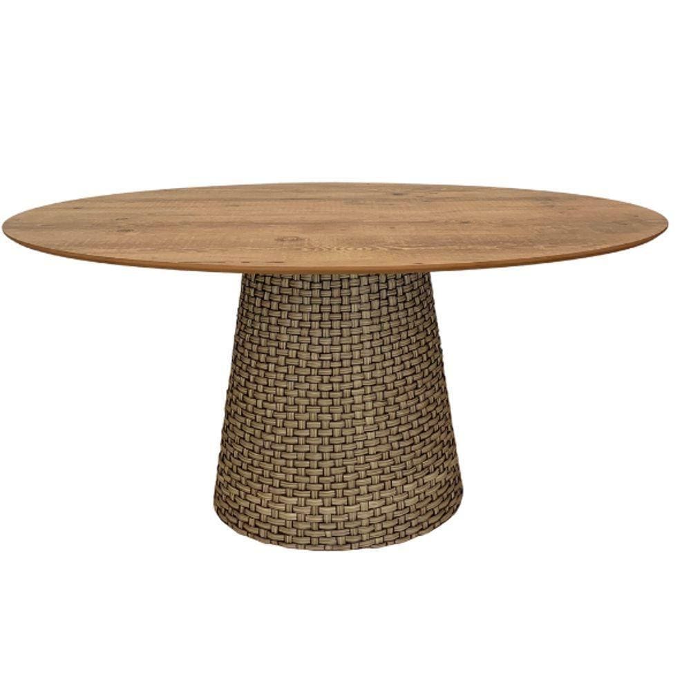 Mesa De Jantar Cone Oval 140x90 Cm Tampo Antíqua Base Fibra Sintética Cor Marrom