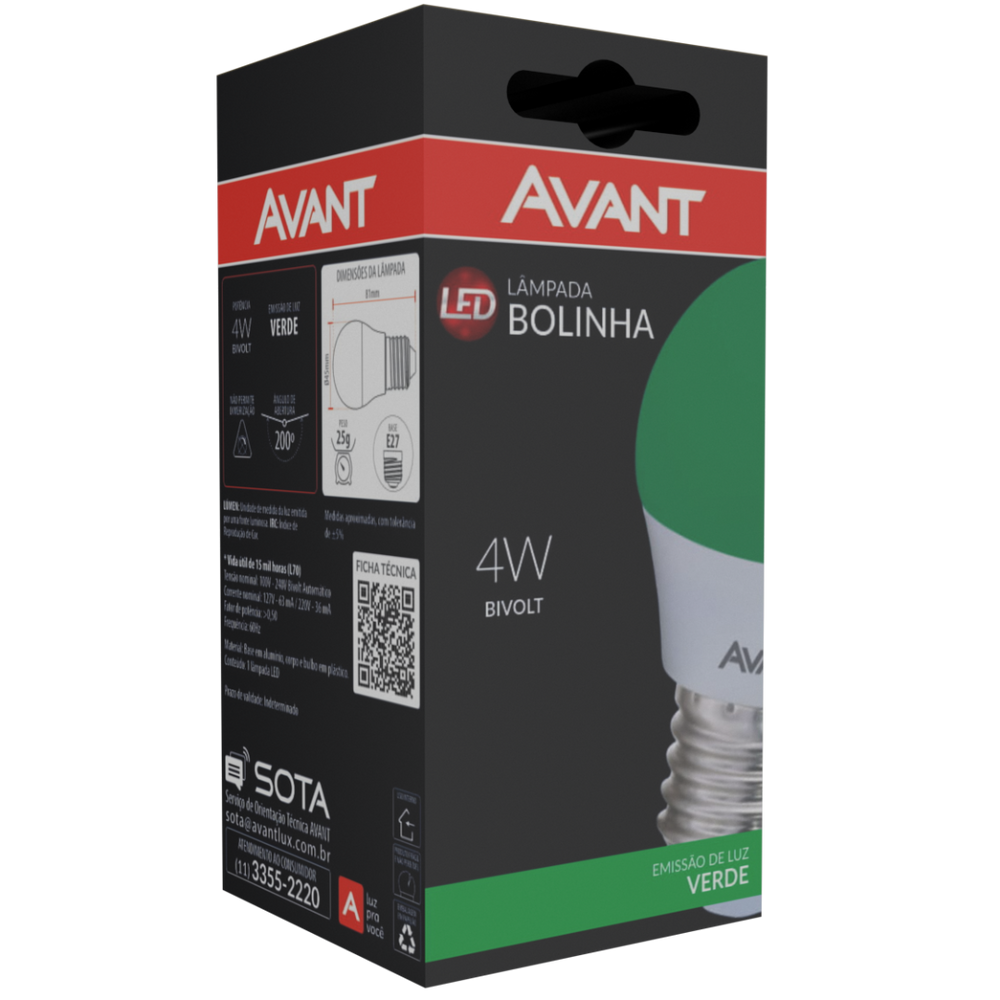 Lâmpada Led Bolinha 4W Verde