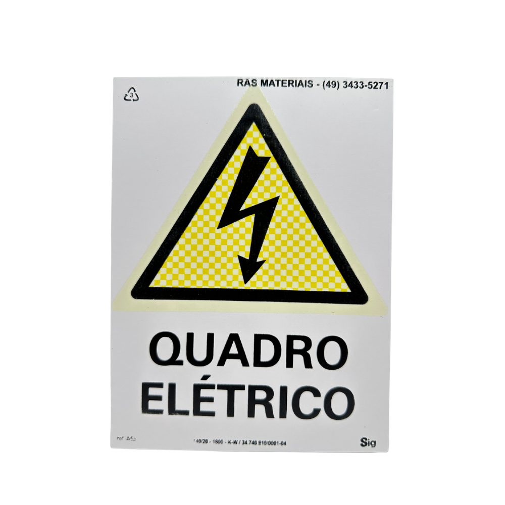 Placa Fotoluminescente de Alerta Quadro Elétrico