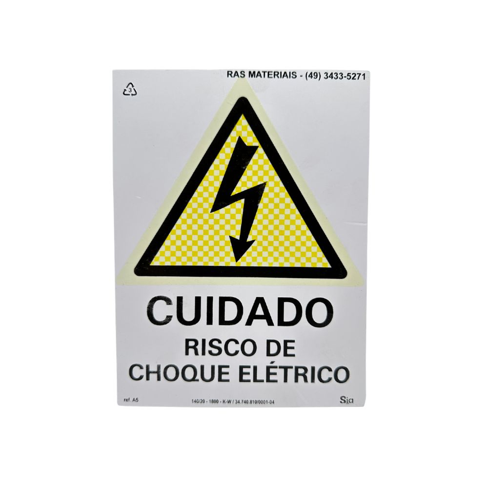 Placa Fotoluminescente de Alerta Choque Elétrico