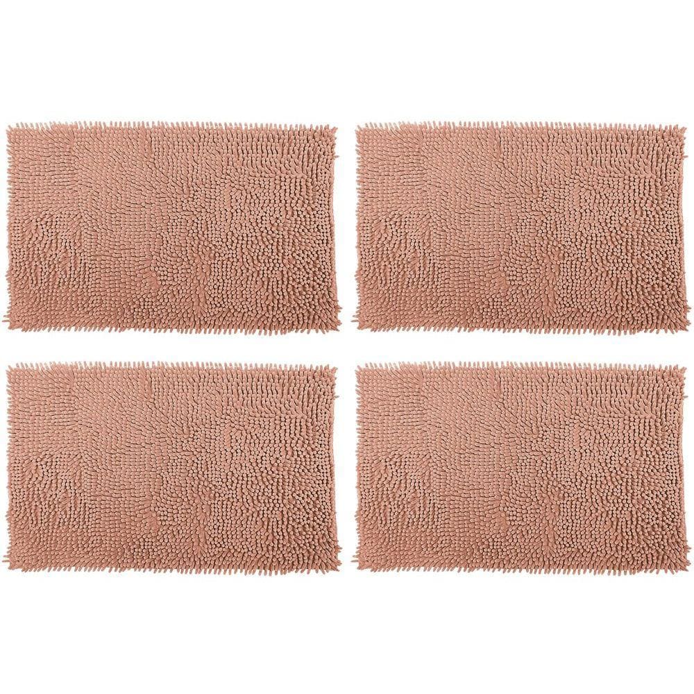 Kit 4 Tapetes Bolinha Antiderrapante Macio Para Banheiro 58x38cm 100% Poliéster Rosê