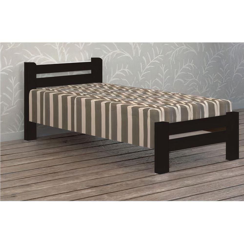 Cama de Solteiro Piazza de Madeira Maciça Angelim Pedra/Tauari