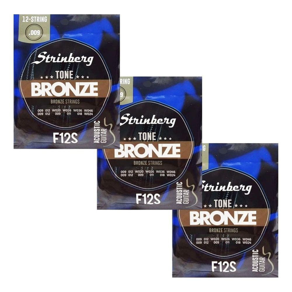 Kit 3 Encordoamento Strinberg Para Violão F12S - 12 Cordas