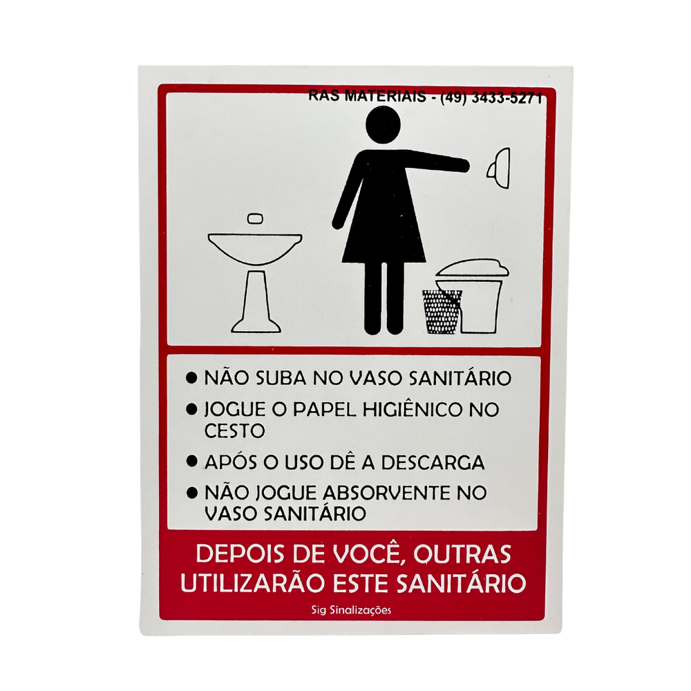 Placa Orientação Banheiro Feminino