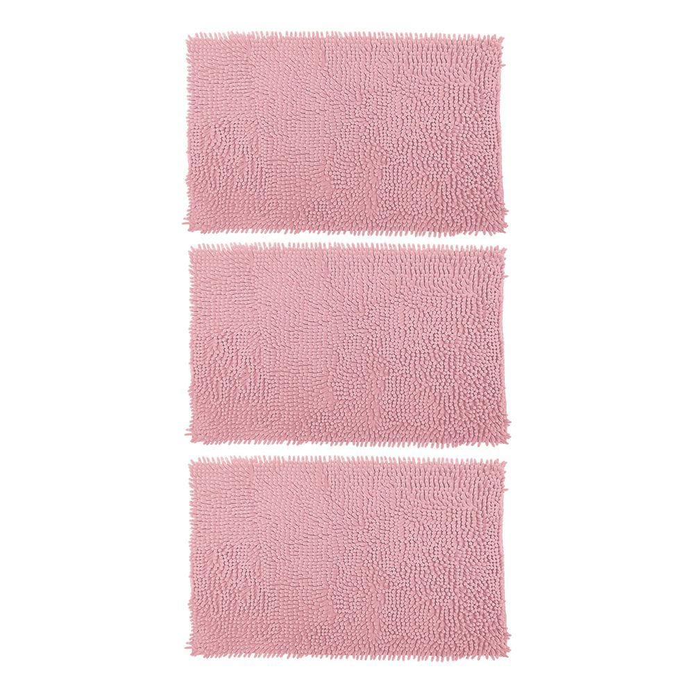 Kit 3 Tapetes de Bolinha Banheiro Antiderrapante38x58cm Rosa
