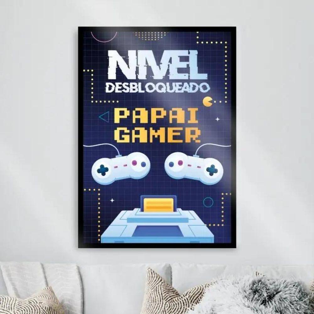 Quadro Decorativo Papai Gamer 24x18cm - Vidro