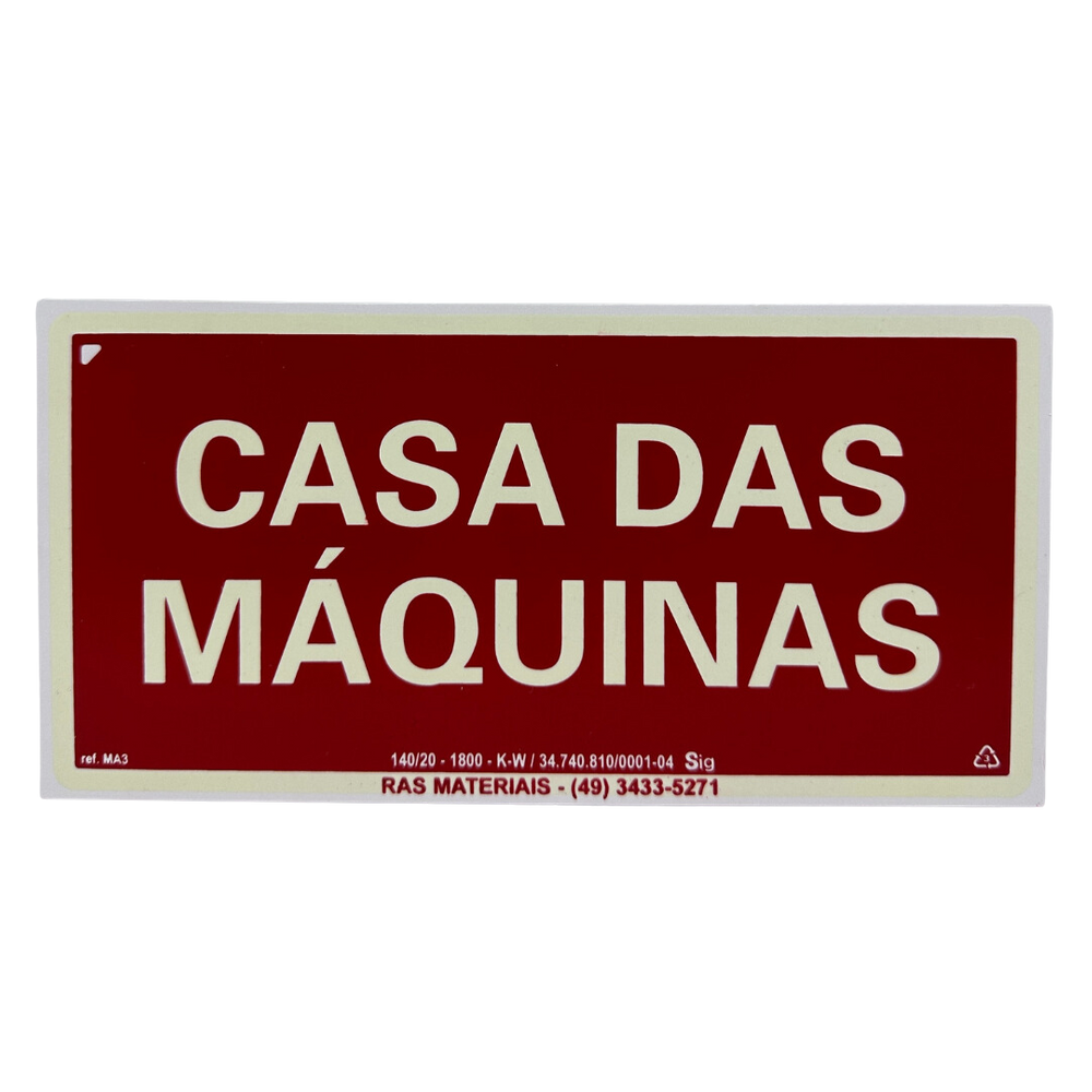 Placa Fotoluminescente Casa das Maquinas