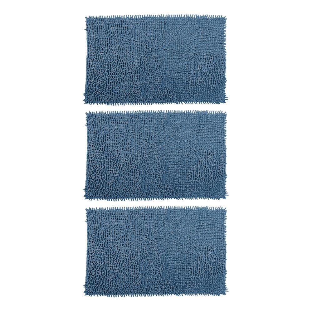 Kit 3 Tapetes de Bolinha Banheiro Antiderrapante38x58cm Azul