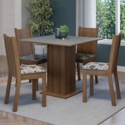 Conjunto Sala De Jantar Mesa Tampo De Madeira 4 Cadeiras