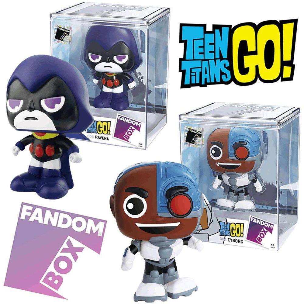Boneco Pop Teen Titans Go Ravena e Cyborg Coleção Fandom Box