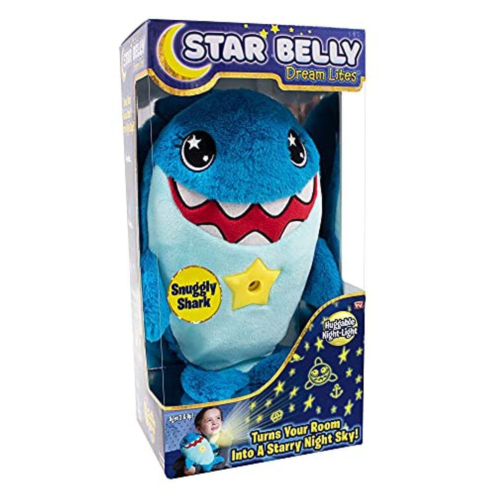 Ontel Star Belly Dream Lites, Stuffed Animal Night Light e Star Projector, Snuggly Blue Shark