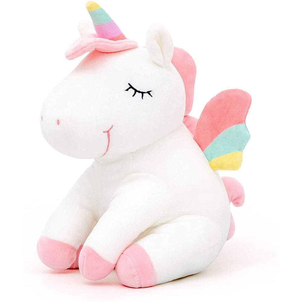 Lazada Unicórnio Recheado Animal Pelúcia Brinquedos Meninas Presentes com Asas arco-íris Branco 12 Polegadas