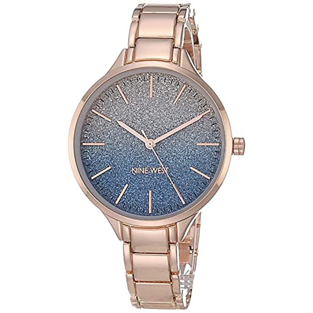 Nove West Women relógio de vestido de quartzo japonês com pulseira de metal, ouro rosa, 12 (Modelo: NW/2336BLRG)