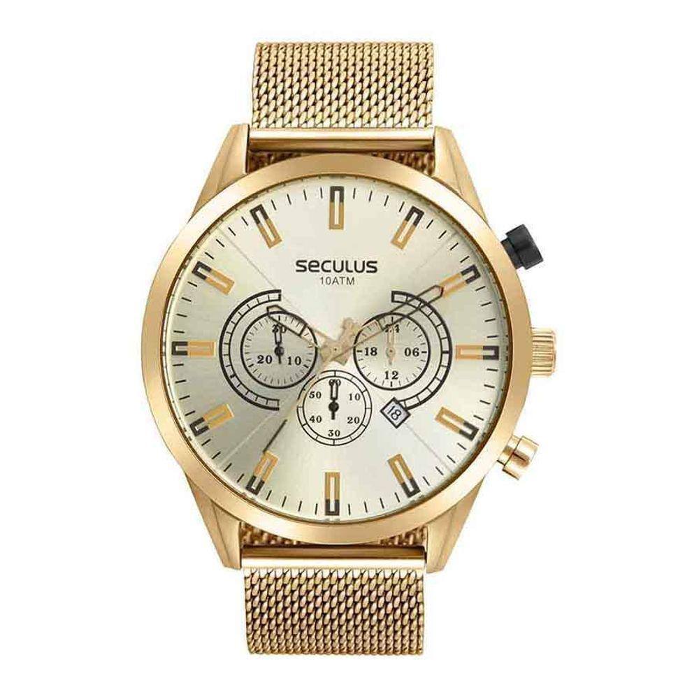 Relogio Seculus Cronografo Dourado 44134Gpsvda2