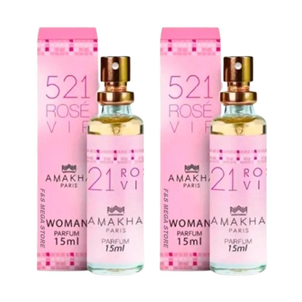 Kit 2 Perfume 521 Vip Rose Feminino Amakha Paris Bolso Bolsa