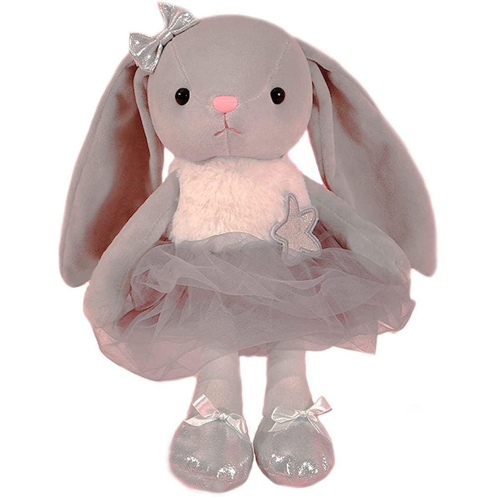 Bailarina Dolls Pelúcia Coelho Coelho Brinquedos Suaves Ballet Dance Recital Gifts for Girls Gray 15.5 Inches