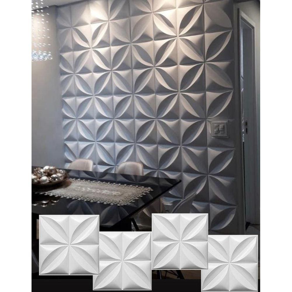 12 Painel 3D De Parede Revestimento Plastico Resistente 50 X50Cm