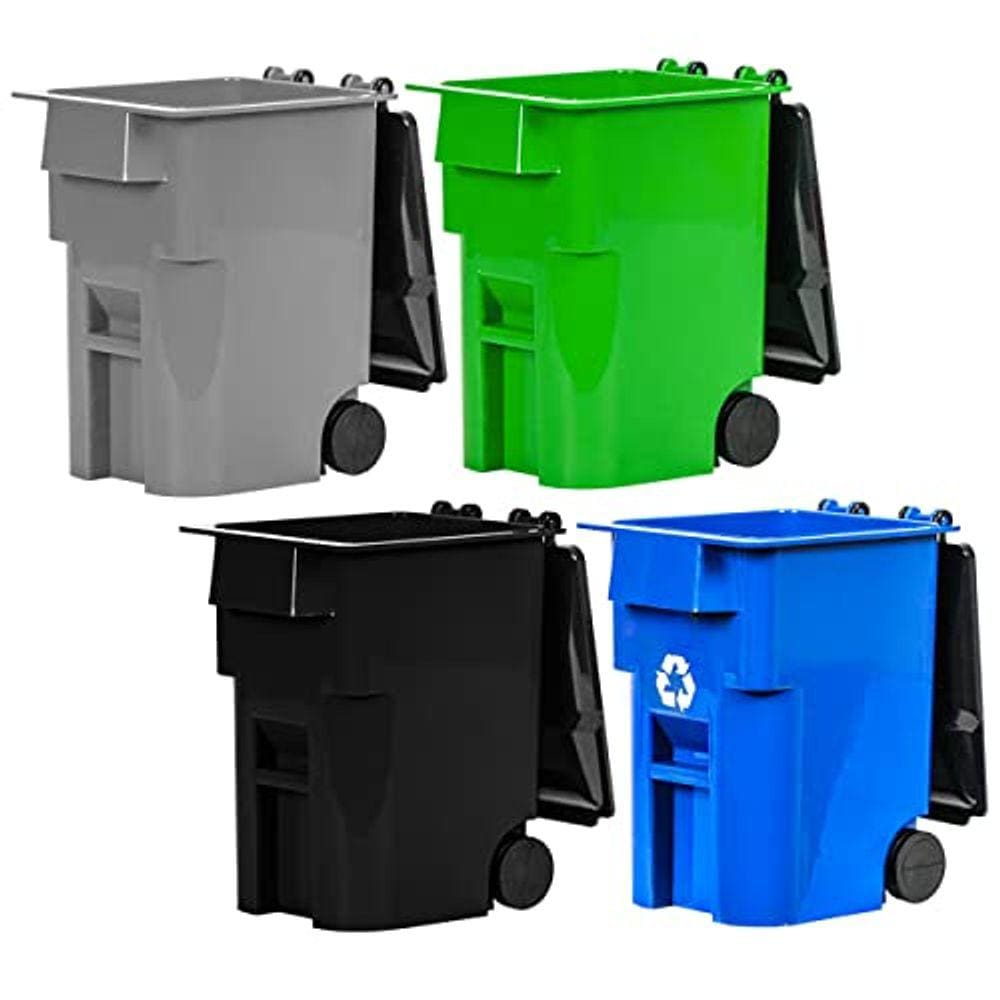 Conjunto de 4 latas de lixo e reciclagem com tampa & rodas para wwe wrestling action figures