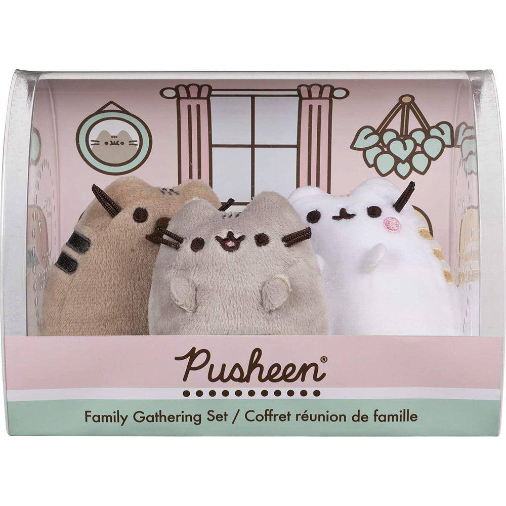 GUND Pusheen Family Gathering Collector Set de 3 gatos de pelúcia de pelúcia, 3 polegadas