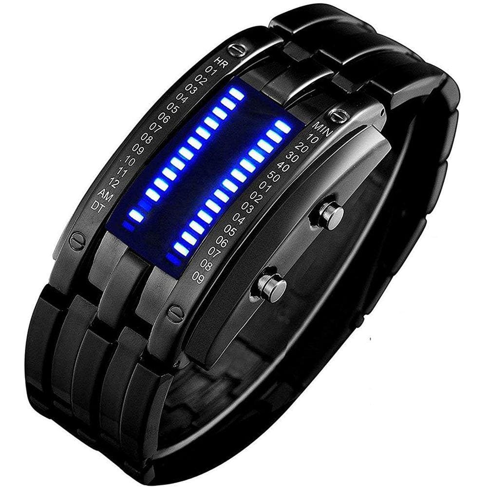 Relógio Masculino LED Digital à Prova d`Água, Fashion Clássico em Aço Inoxidável Preto