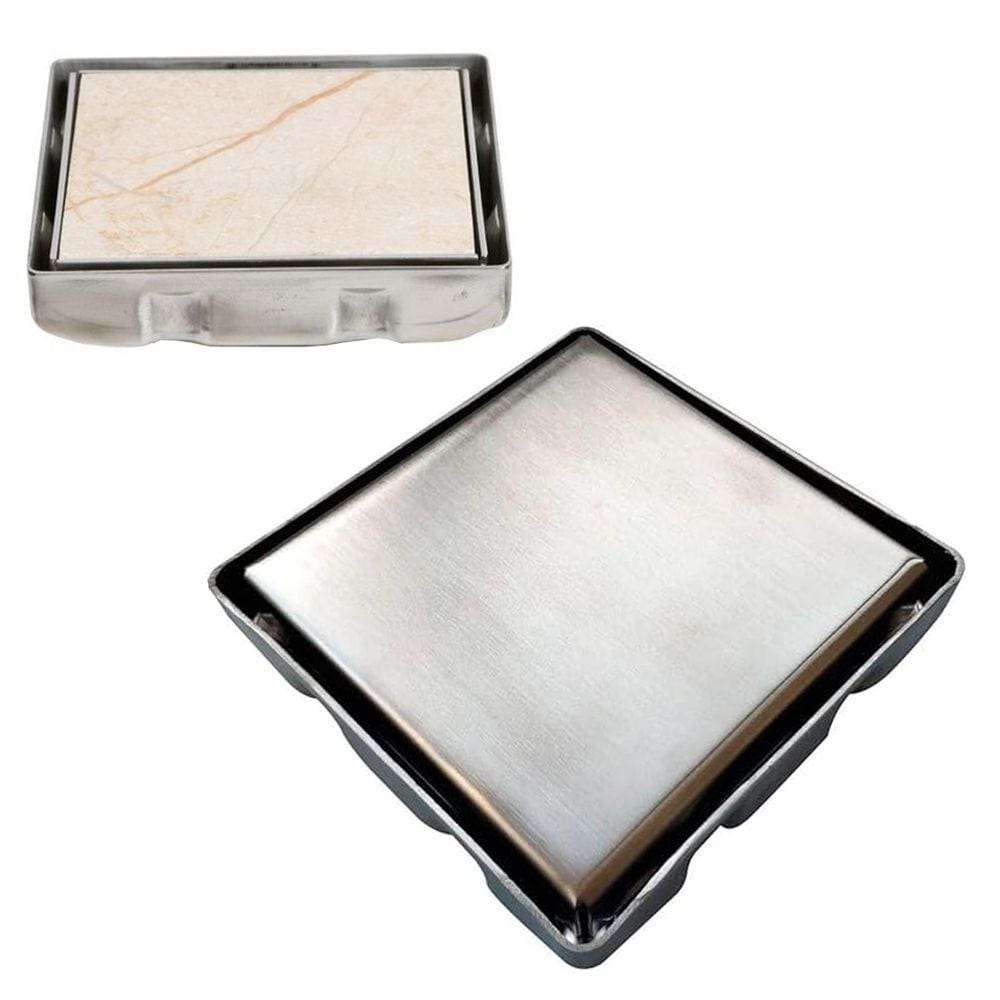 Ralo Oculto Inivisivel Inox 15x15  Anti Odor Banheiro Lavabo Lavanderia Cozinha Resistente Seguro