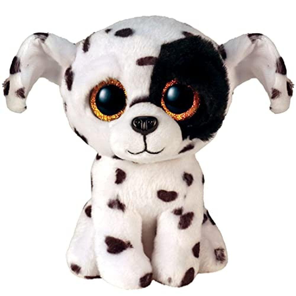 TY Beanie Boo Luther - Cão Malhado Preto e Branco - 6"