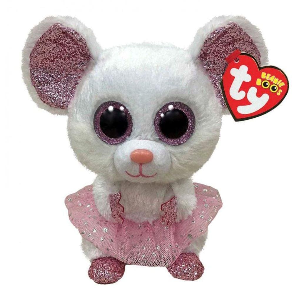 TY 2007519 Nina Mouse com Tutu Beanie Boo Bicho de Pelúcia, Multicolorido