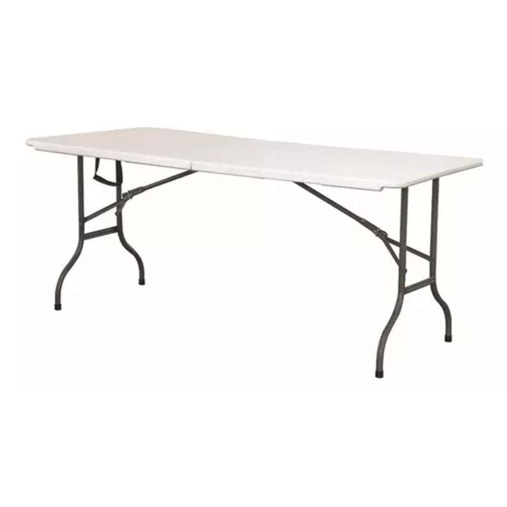 Mesa Dobrável De Metal E Plástico 74X75X183Cm Para Camping