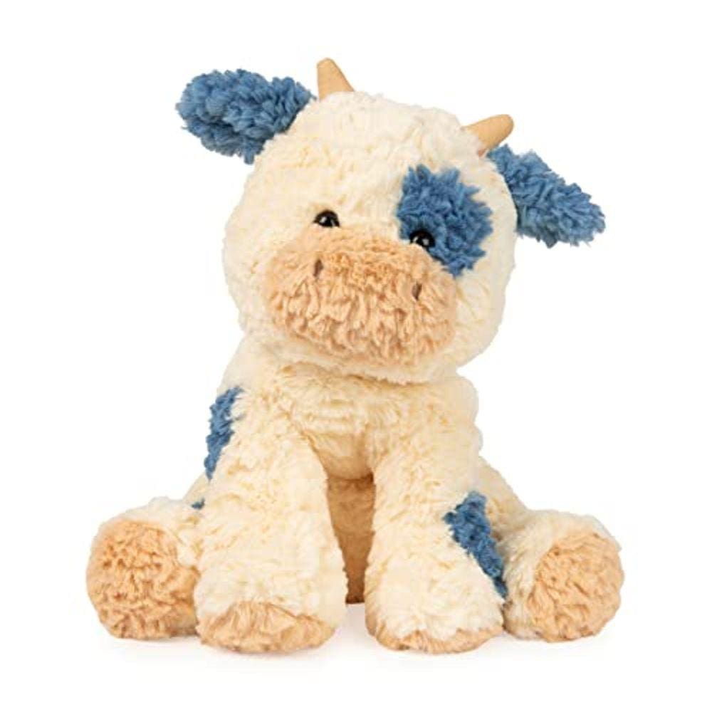 GUND Cozys Collection Vaca Stuffed Animal Pelúcia para Idades 1 e Acima, Creme / Azul, 10 ”