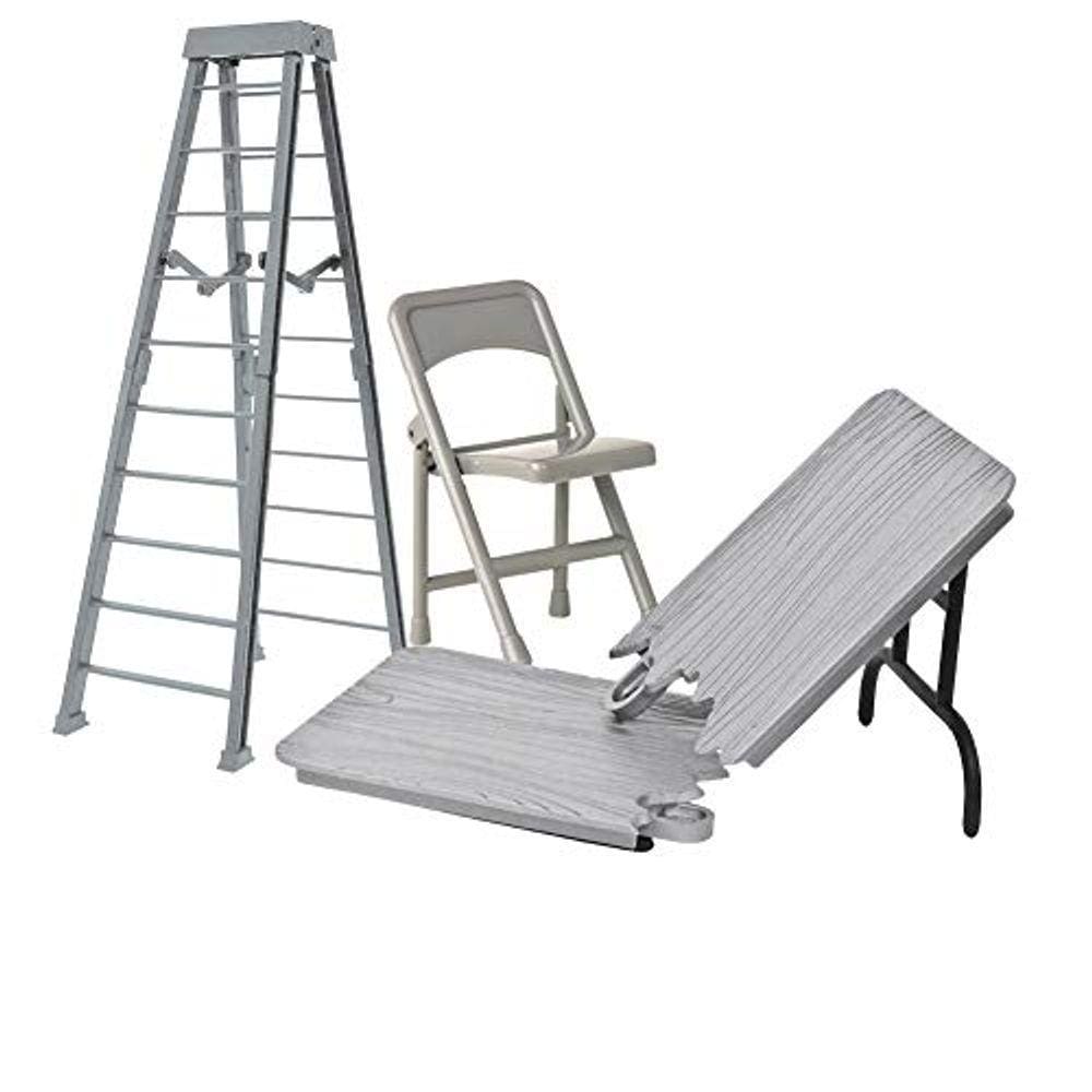 Oferta Especial 10 polegadas cinza escada breakaway, mesa de prata e cadeira dobrável para figuras de luta livre
