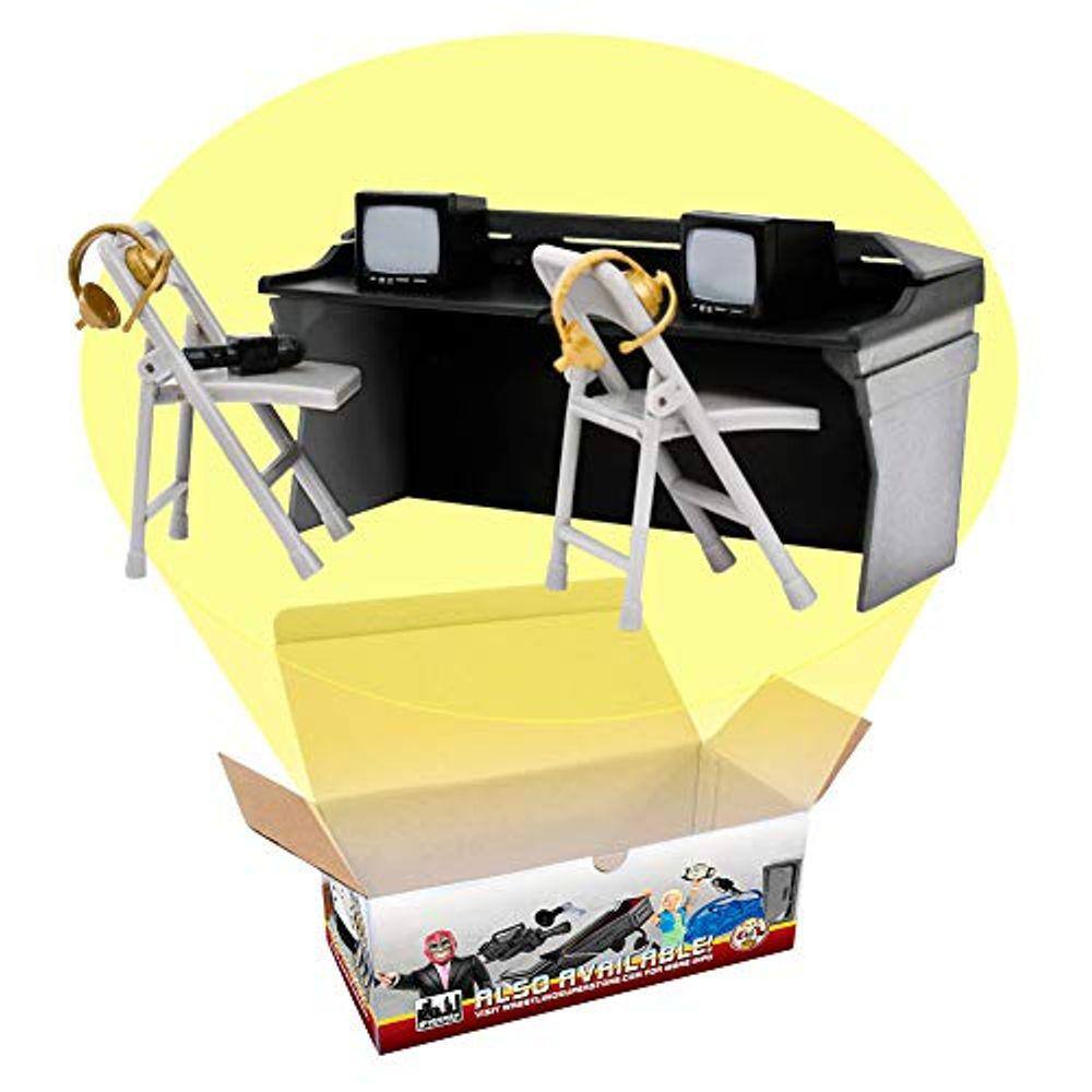 Mesa de Comentarista Preto e Cinza Playset para Figuras de Ação de Wrestling