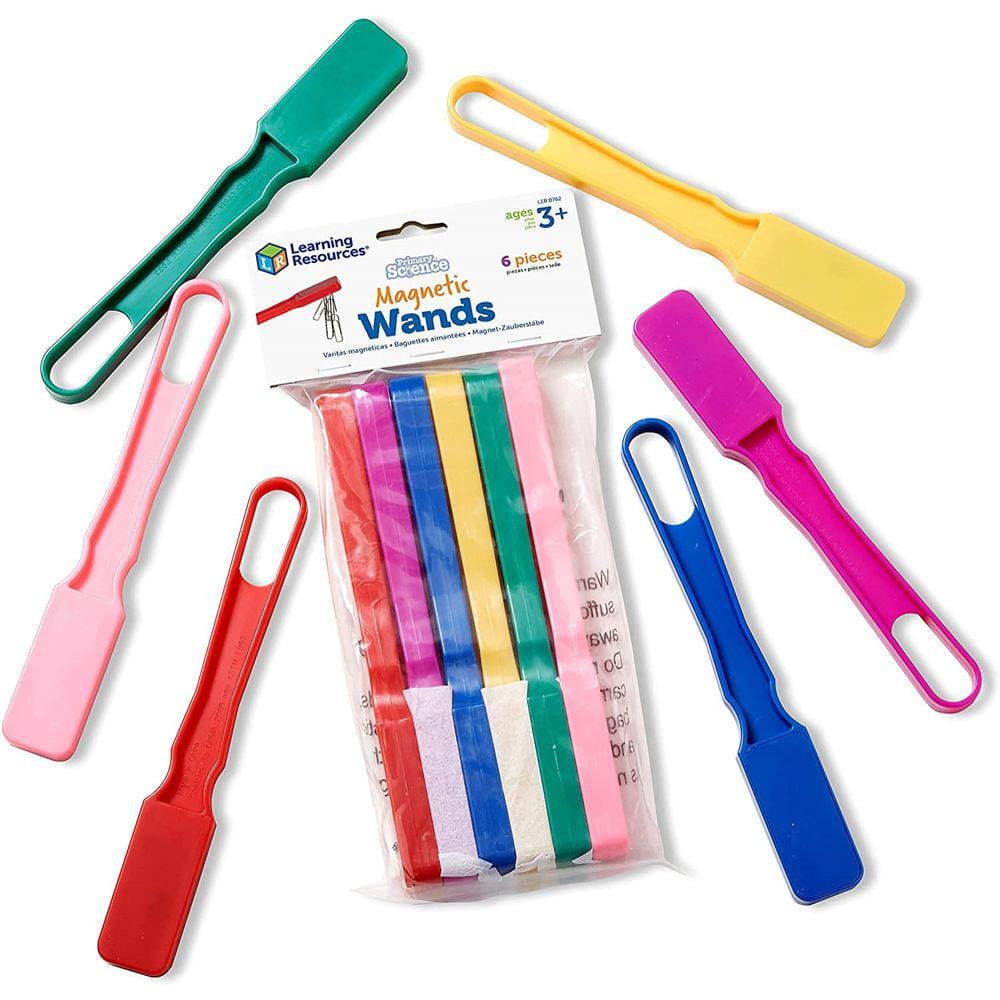 Varinhas magnéticas de recursos de aprendizagem, homeschool, ferramentas de experimentos científicos, conjunto de 6 varinhas, idades 3+