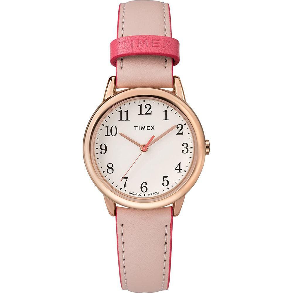 Relógio de couro timex feminino fácil leitor 30mm relógio