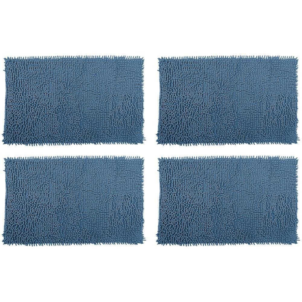 Kit 4 Tapetes Bolinha Antiderrapante Macio Para Banheiro 58x38cm 100% Poliéster Azul