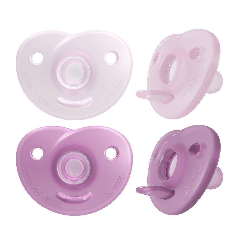 Philips AVENT Soothie Heart Pacifier, 0-3 Meses, Rosa Rosa/Luz, 4 Pacote, SCF099/42