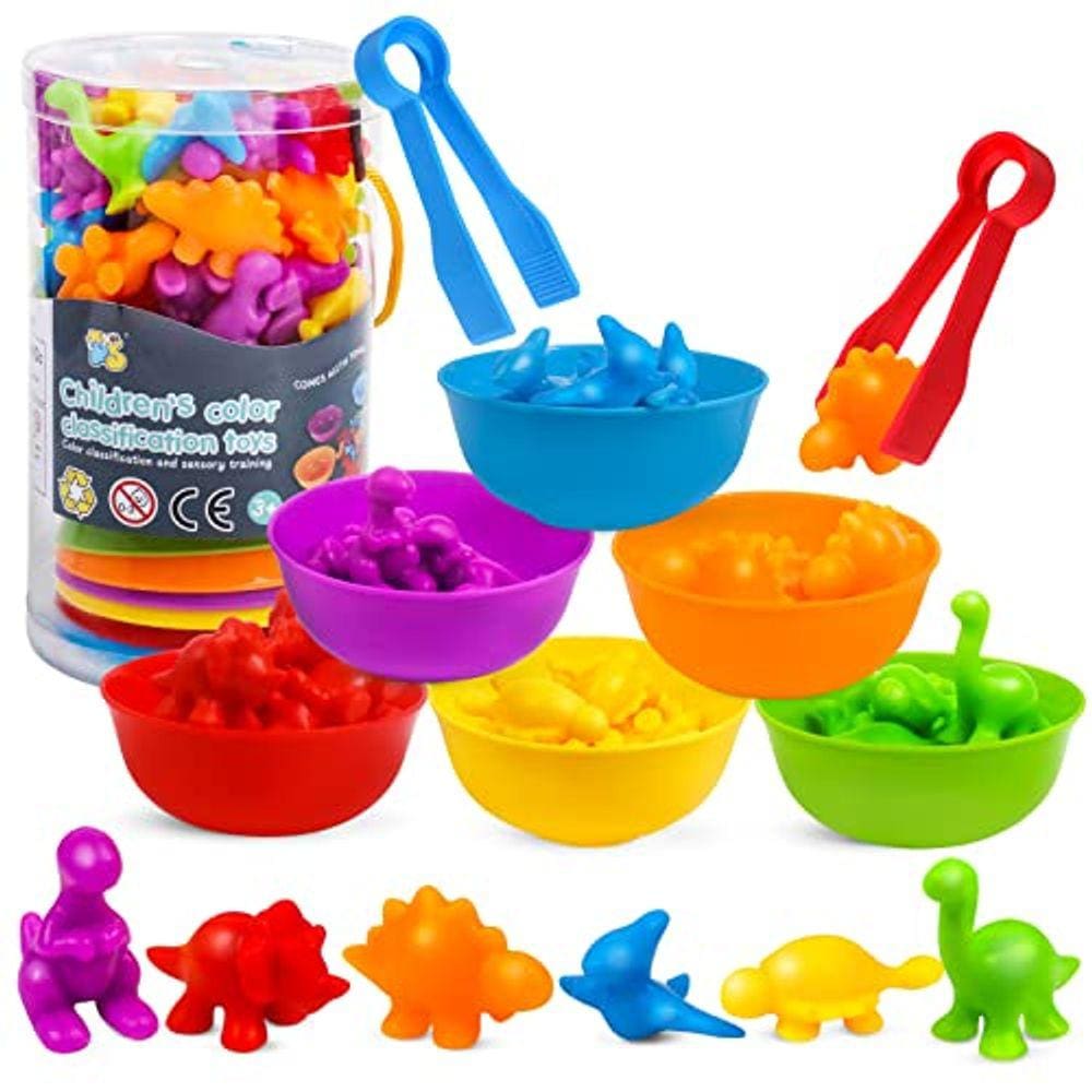 USATDD Contando Brinquedos de Dinossauro Combinando Pilha de Classificação de Cores