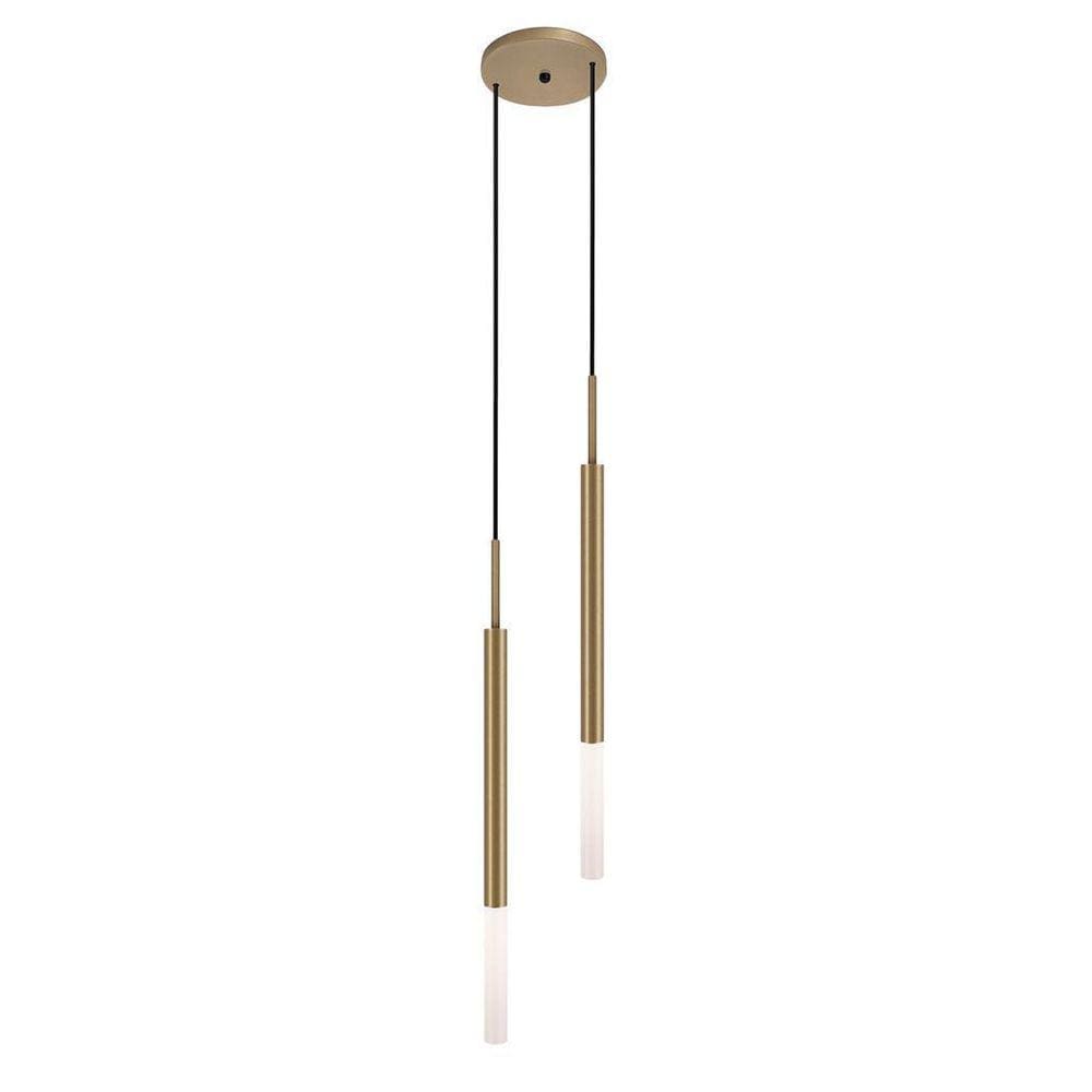 Luminária Teto Pendente Tubo Duplo Difusor Cama Sala Bronze