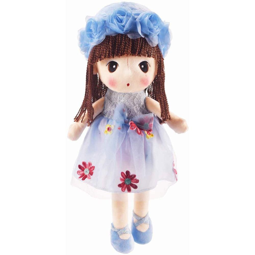 HWD Kawaii Recheado Flor Suave Garota Pelúcia Brinquedo Doll Doll Gift , 18 Polegadas ( Azul )