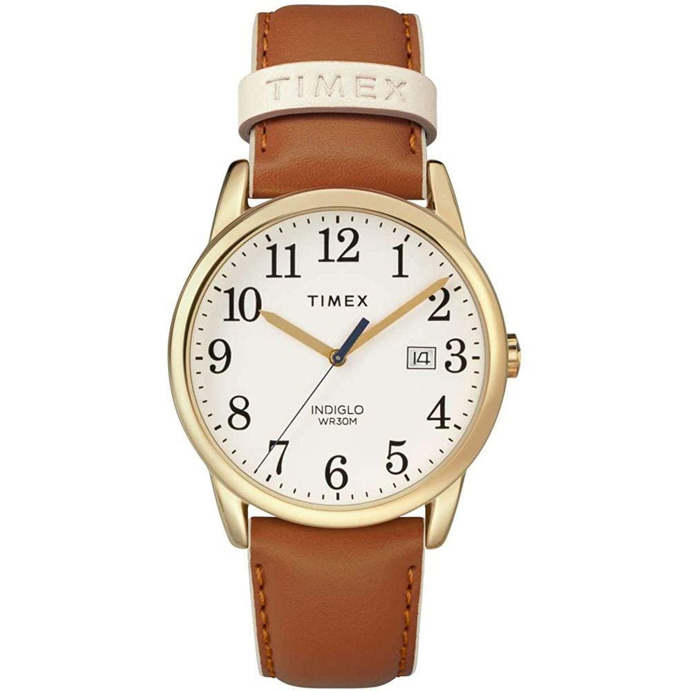 Relógio de couro de data fácil do leitor da Timex Women`s Easy