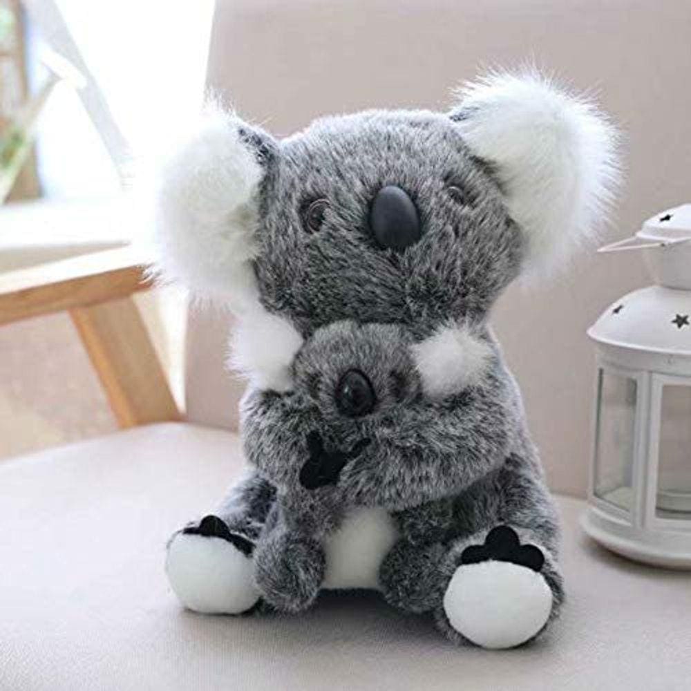 11 polegadas mãe e bebê coala pelúcia brinquedo de pelúcia animal brinquedo pelúcia boneca animal (cinza)