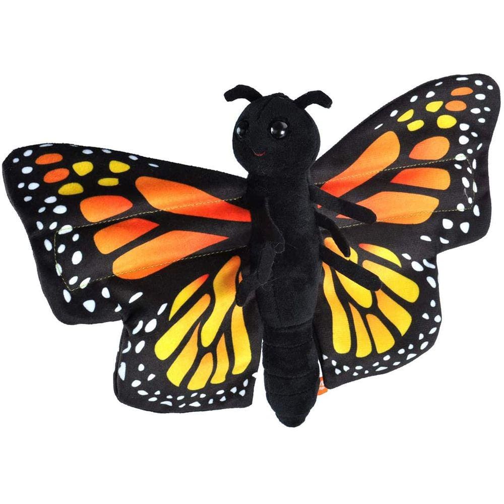 Wild Republic Huggers Butterfly Monarch Pelúcia Brinquedo, Bracelete tapa, animal de pelúcia, brinquedos infantis, 8”