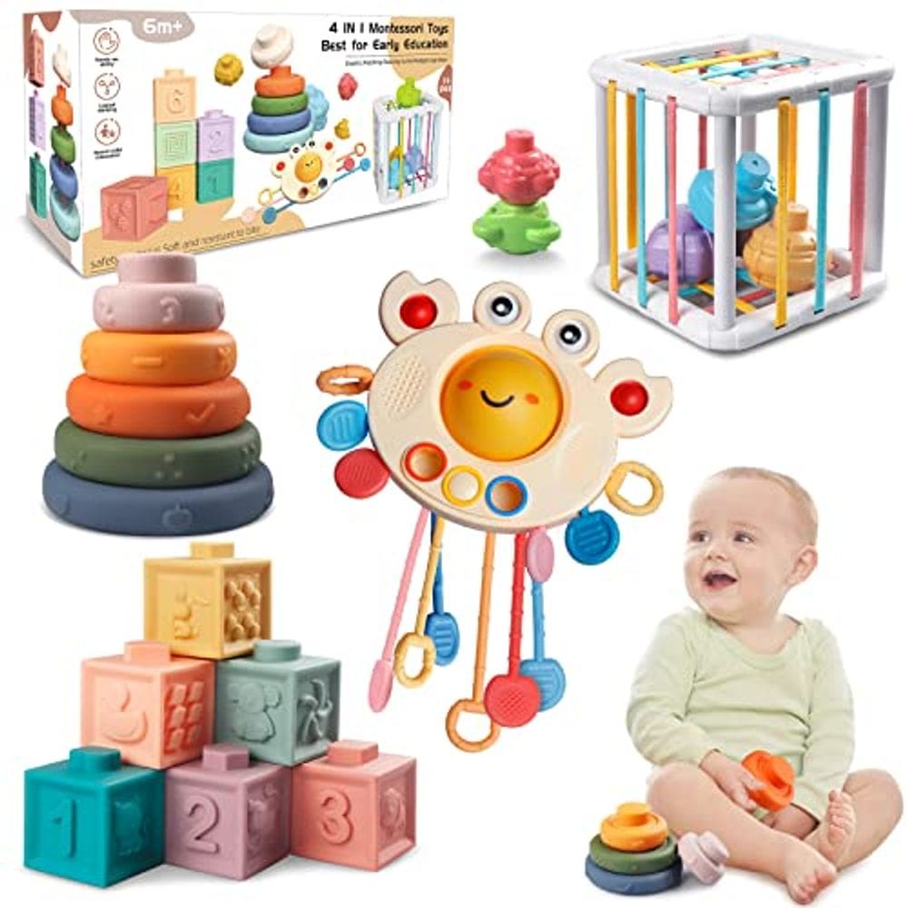 Montessori Baby Toys para idades 6-18 meses - Pull String Te
