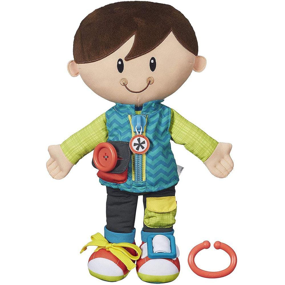 Playskool Dressy Kids Boy Atividade Pelúcia Boneca Recheada Brinquedo para Crianças e Pré-Escolares 2 Anos e Para Cima